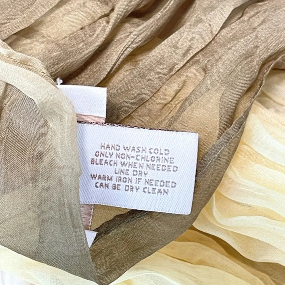 Chicos Crinkle‎ Scarf Sheer Ombre Yellow Cream Green OS Wrap Lightweight Spring
